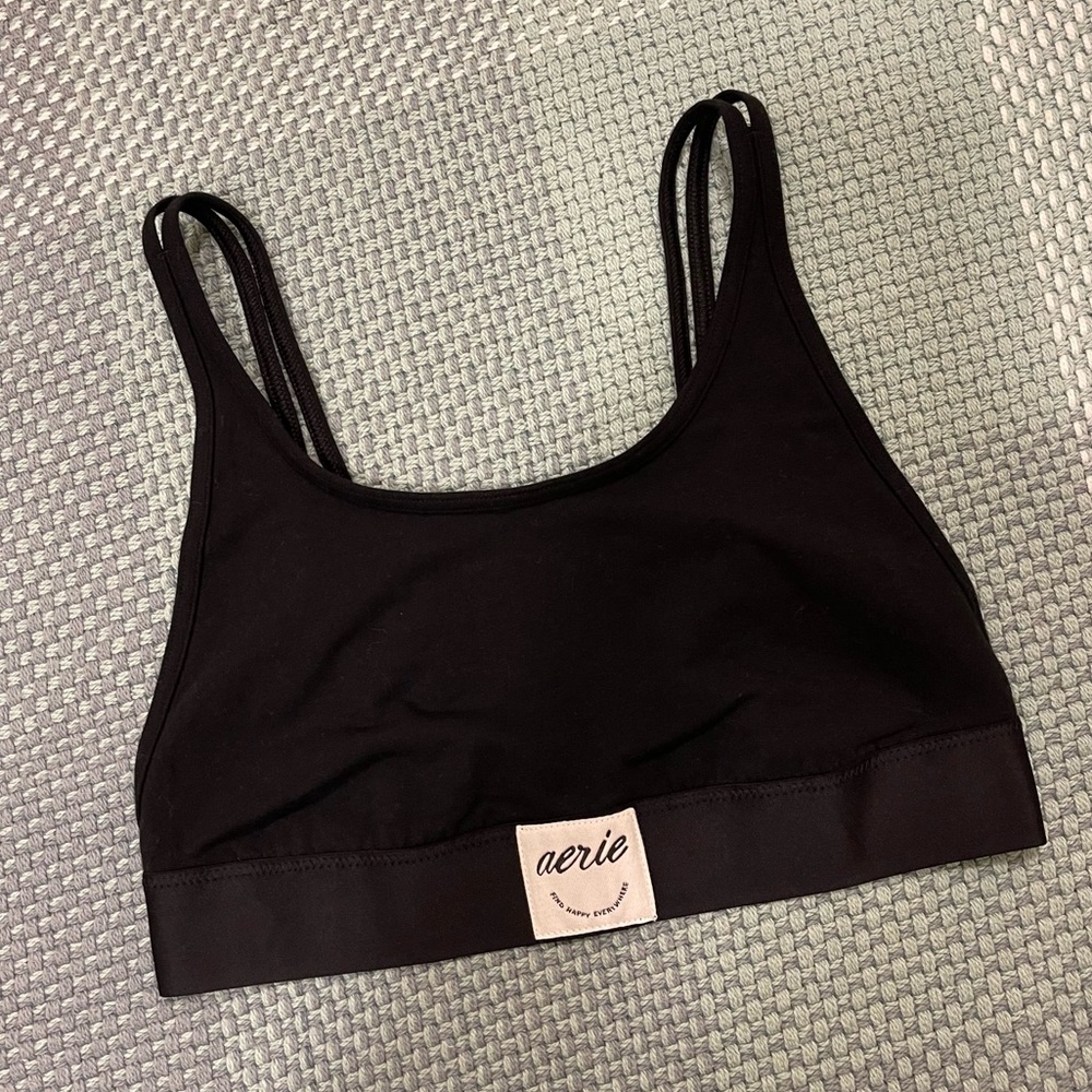 NWT Aerie Black Cotton Sports Bra